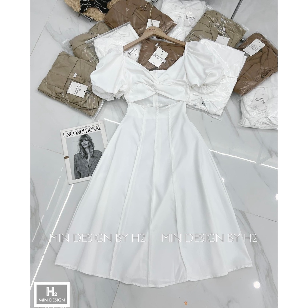 Váy tiểu thư 3 màu - set váy xoắn tay bồng diện đi biển đi đám cưới cực đẹp | BigBuy360 - bigbuy360.vn