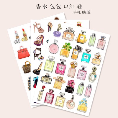 Sticker Perfume Bag Lipstick Shoes Notebook Diary dùng để trang trí sổ, notebook