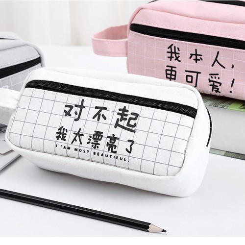 HCM - Hộp bút vải Caro kiểu Nhật