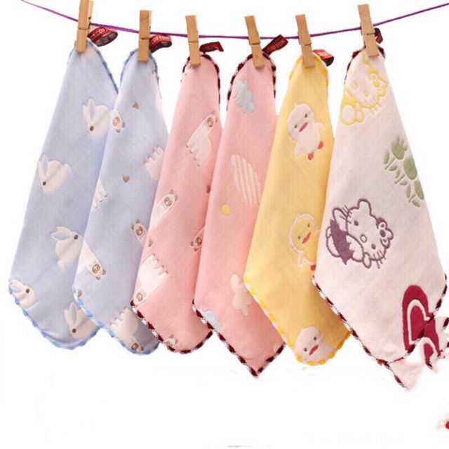 Set 5 chiếc khăn sữa rửa mặt sợi tre 6 lớp (25*25cm)