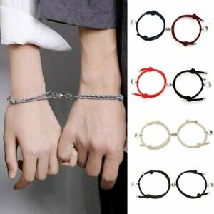 Set 2 Vòng Tay Bện Dây Đính Hạt Nam Châm Thời Trang Cho Cặp Đôi