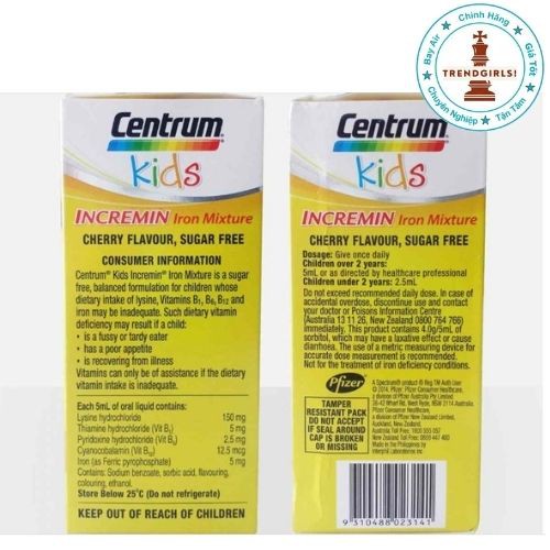 Siro cho bé biếng ăn Centrum Kids Incremin Iron Mixture, Úc (200ml) cho trẻ từ 6 tháng tuổi - Trend girls online