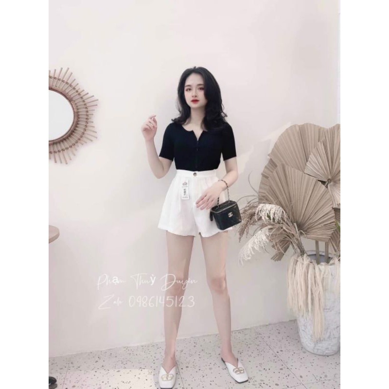 Quần sooc kaki_mã 612,quần short nữ kaki cạp cao lưng chun | BigBuy360 - bigbuy360.vn