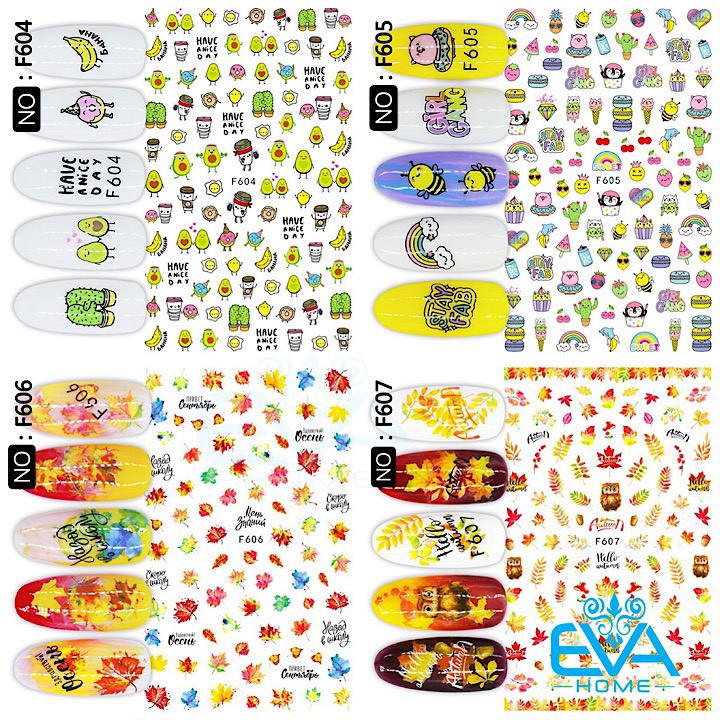 Decal Dán Móng Tay 3D Nail Sticker Hoạ Tiết Trái Bơ Avocado F604