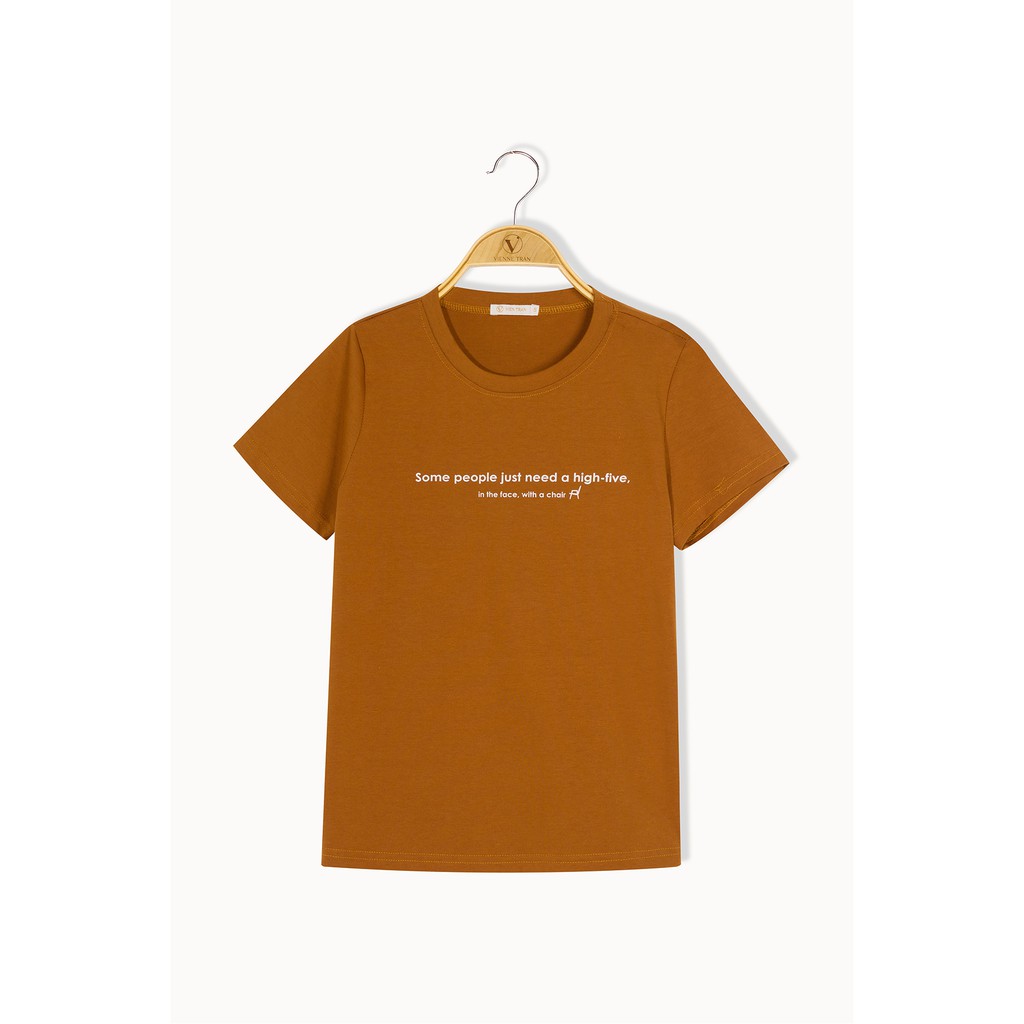Áo Cotton Nữ Cổ Tròn In Chữ Vienne Tran V61S20H022