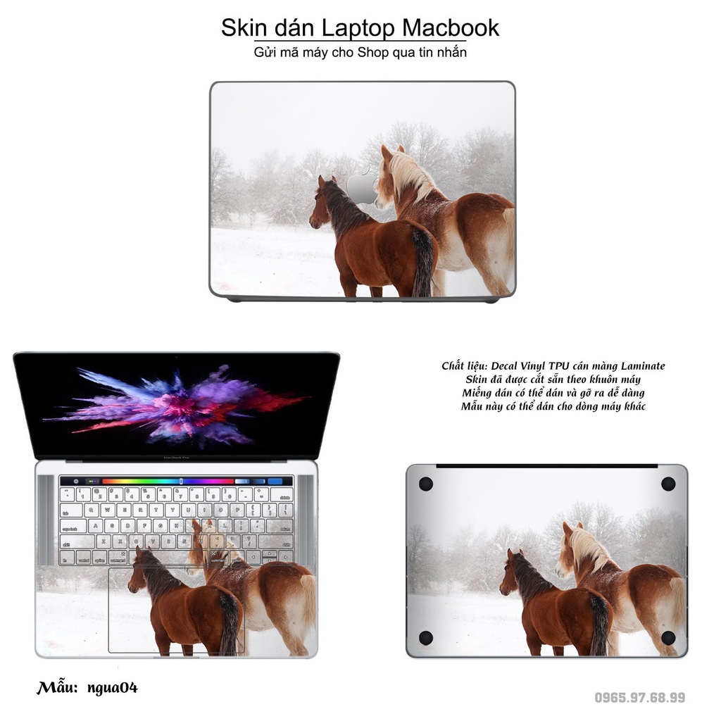 Skin dán Macbook mẫu Con ngựa (đã cắt sẵn, inbox mã máy cho shop)