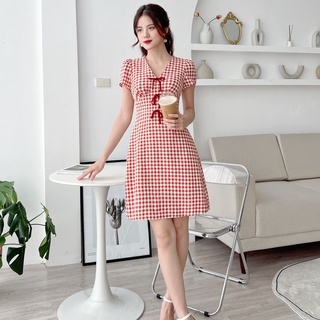 Đầm váy kẻ đính nơ tiểu thư xinh xắn Kymie V1406