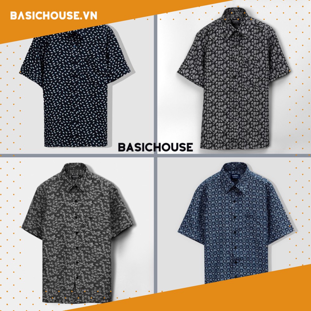 [CHÍNH HÃNG] Áo sơ mi ngắn tay 👘 áo sơ mi cao cấp nam hoạ tiết đơn giản cao cấp phong cách hè | BASICHOUSE