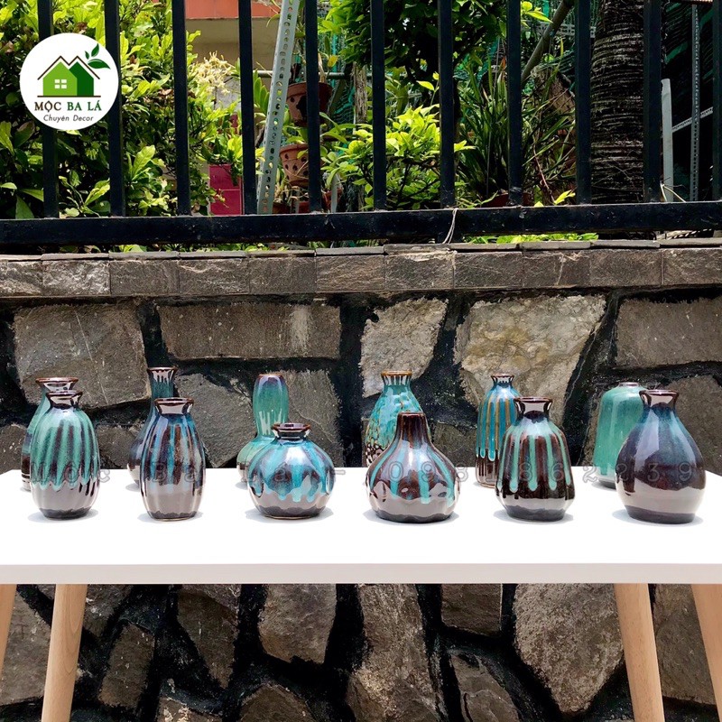 LỌ HOA MINI - MEN HỎA BIẾN - DECOR TRANG TRÍ ĐỂ BÀN - GỐM BÁT TRÀNG - MẪU SỐ 13