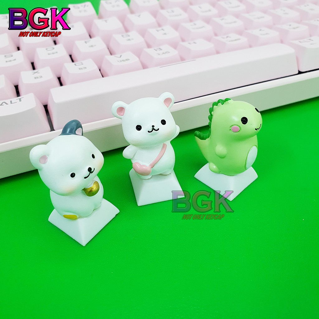 Keycap lẻ hình Gấu Con Chó Con và Khủng Long cực kỳ dễ thương ( keycap Artisan )