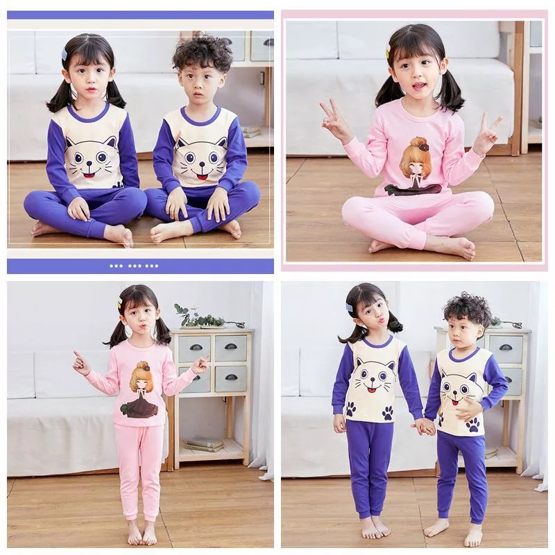 Bộ Đồ Ngủ 2 Mảnh Vải Cotton Cho Bé Từ 3-16 Tuổi