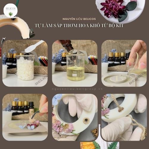 Set nguyên liệu làm sáp thơm hoa khô treo tủ (4-5 thỏi) - Mùi hương tự chọn