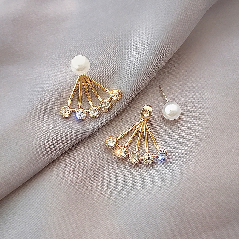 Khuyên Tai Hình Quạt Đính Đá Zircon Siêu Cổ Tích Thời Trang Hàn Quốc Sáng Tạo Cá Tính