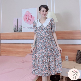 Đầm bầu hoa cổ sơ mi siêu xinh