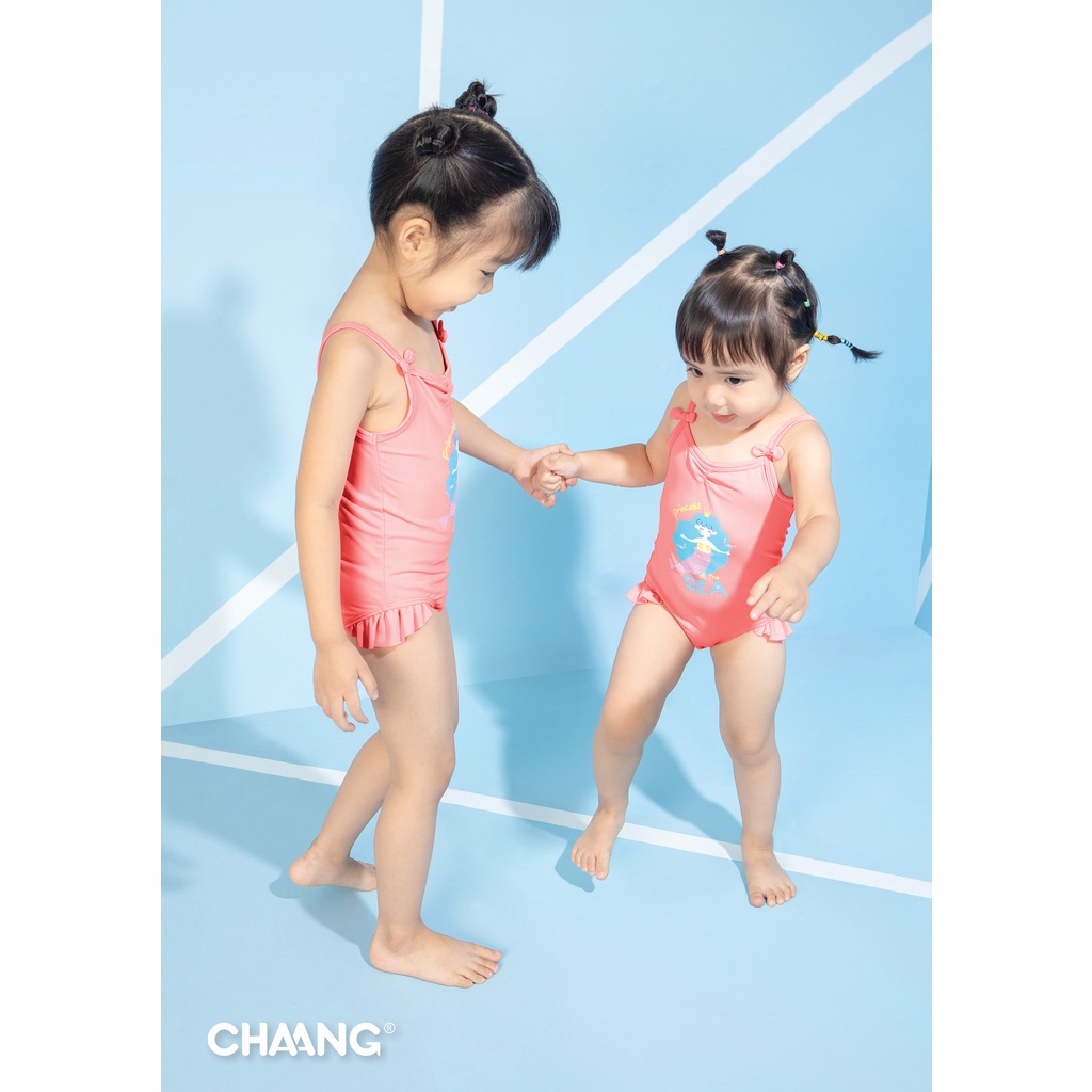 [FORM BÉ LÊN 2 SIZE ] Bộ đồ bơi bé gái chaang hồng cho bé