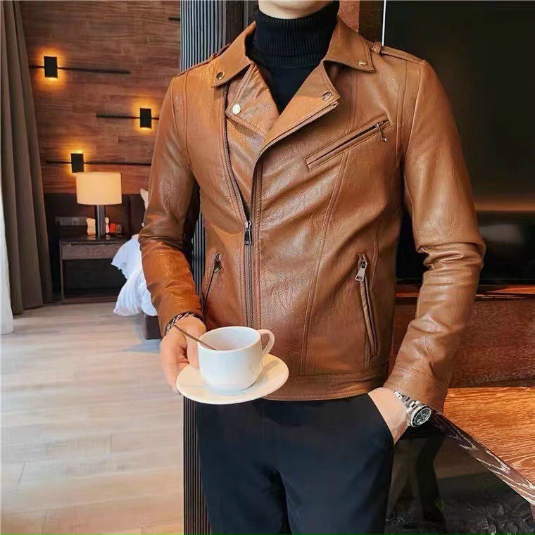 Áo khoác biker da bò hạt cao cấp lót lông bên trong mẫu mới nhất năm nay