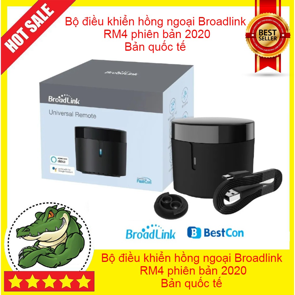 Combo điều khiển hồng ngoại Broadlink RM4C, RM4, RM PRO kèm cáp Nhiệt Ẩm - bản quốc tế 2020