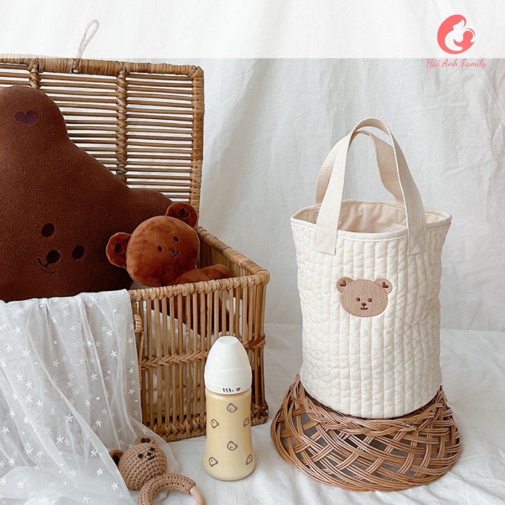 Túi xách bỉm sữa thêu hoạ tiết siêu xinh phong cách Hàn Quốc