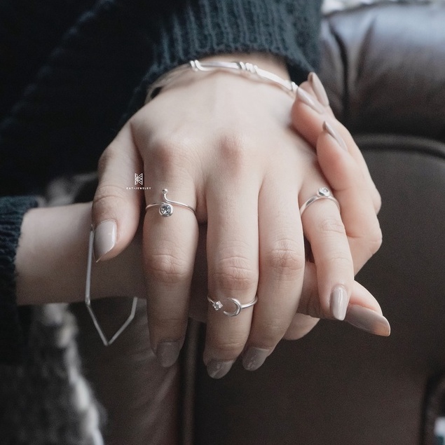 Nhẫn Ngón Út-Ngón Chân Bạc 925-KaT Jewelry-Xoắn Đính Gem Cao Cấp