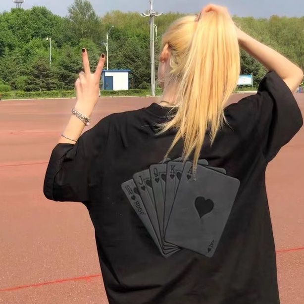 FOCUS Áo phông unisex fashion vintage đen bigsize áo thun form rộng 100% cotton