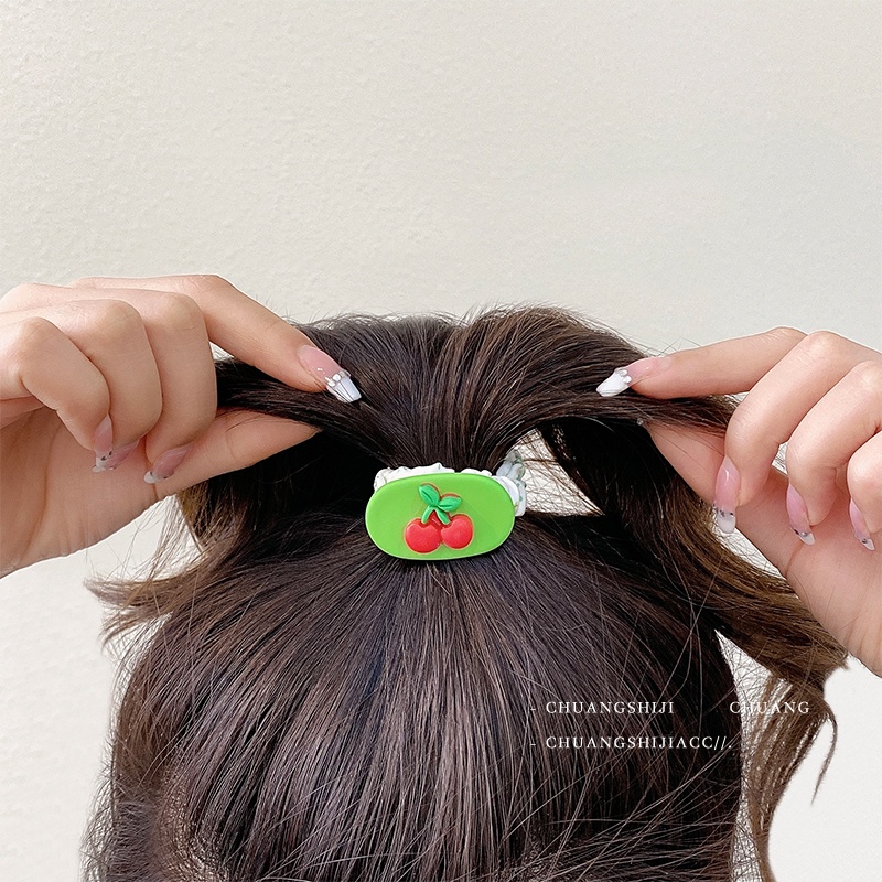 Set 5 Dây Buộc Tóc Nylon Màu Xanh Lá Dễ Thương