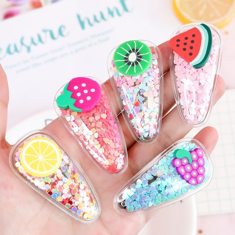 Set 5 Kẹp Tóc Kim Sa Kẹp Tóc Hoa Quả Xinh Xắn Phong Cách Hàn Quốc