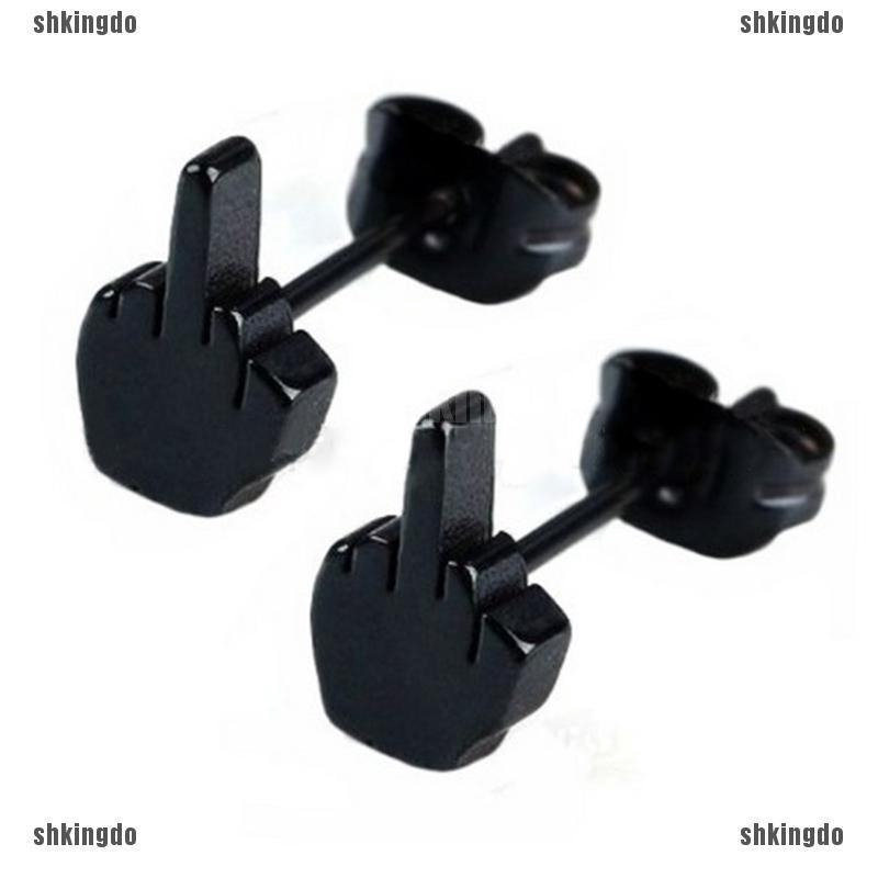 THINH Khuyên Tai Thép Không Rỉ Màu Đen Phong Cách Punk Phá Cách