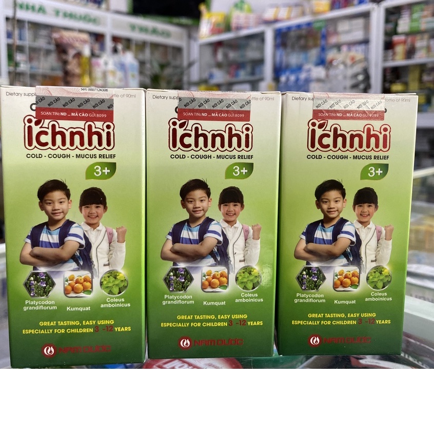 Siro ho cảm Ích Nhi 3+ chai 90ml hỗ trợ giải cảm, giảm ho, tiêu đờm, giảm sổ mũi cho bé trên 3 tuổi ICH NHI 3+
