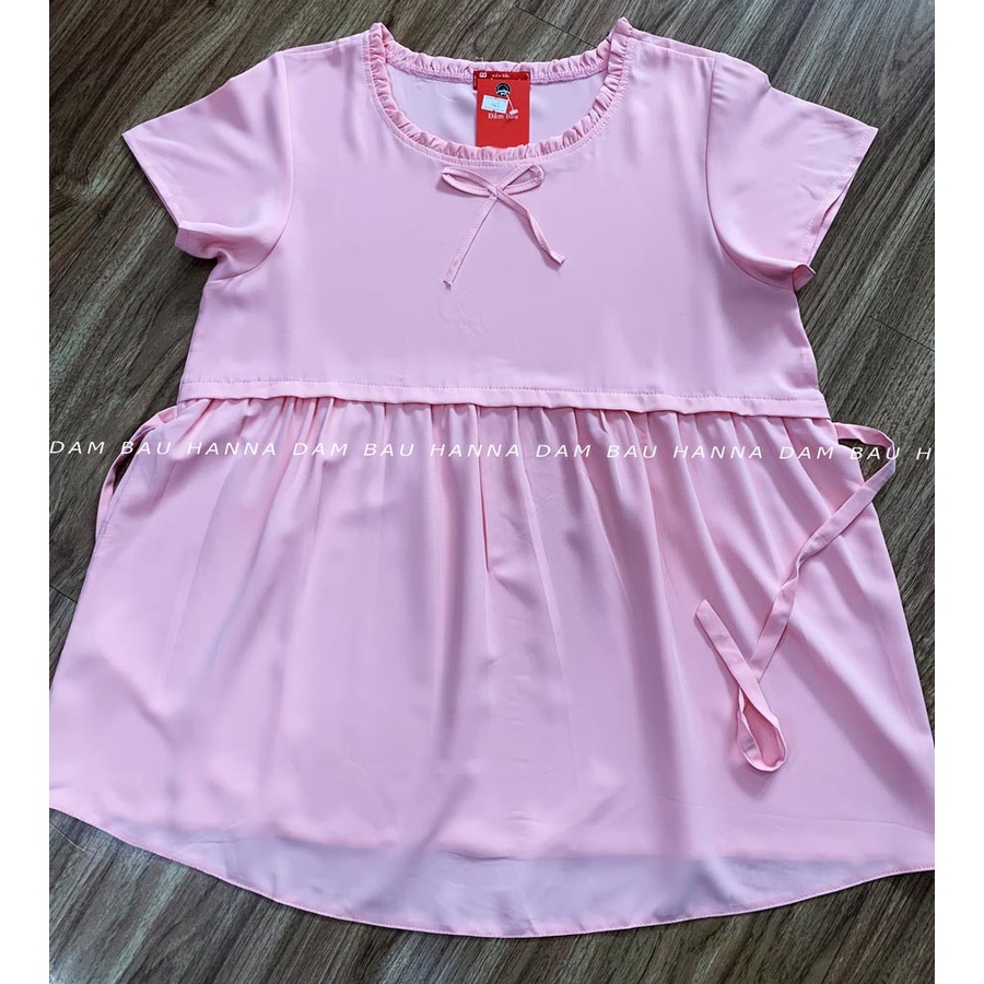 [HANNA] Áo bầu công sở mùa hè có size 70kg vải mango cao cấp thoáng mát không nhăn mềm nhẹ thoải mái có dây nơ cột sau
