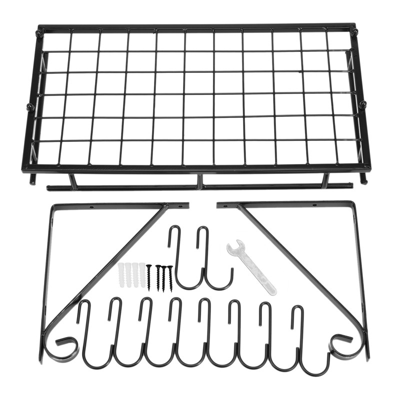 Kitchen Metal Art Storage Rack Wall Storage Rack with Hooks 45Cm
