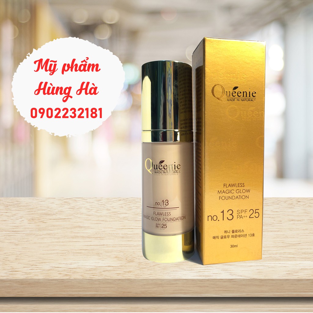 Kem nền Queenie, kem trang điểm, chống nắng, dưỡng da, nâng tone da Queenie Flawless Magic Glow Foundation Spf 25 30ml