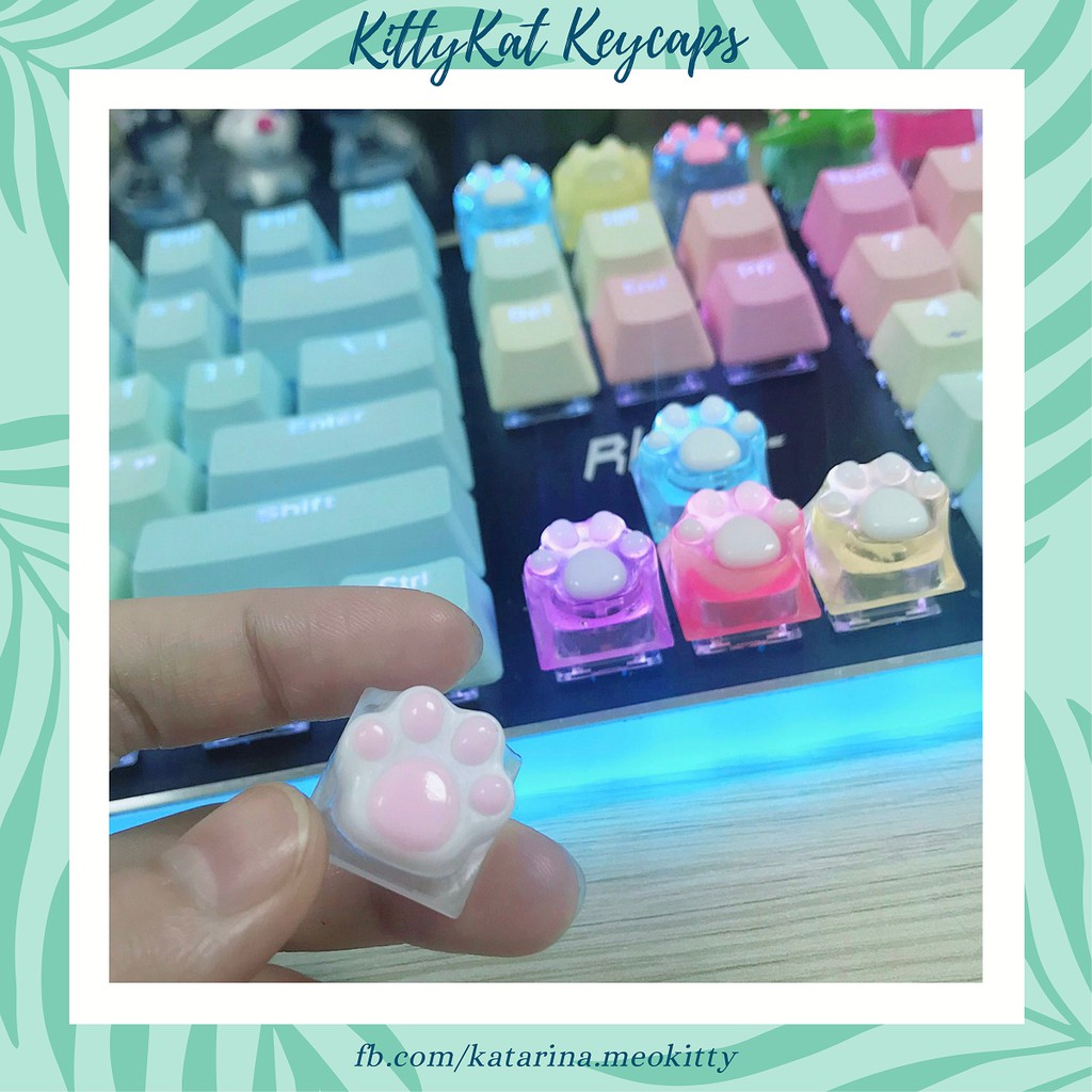 🎁 Keycap chân mèo 🐾 Neko xuyên led 🐱 Keycaps bé mèo cute handmade trang trí bàn phím cơ gaming
