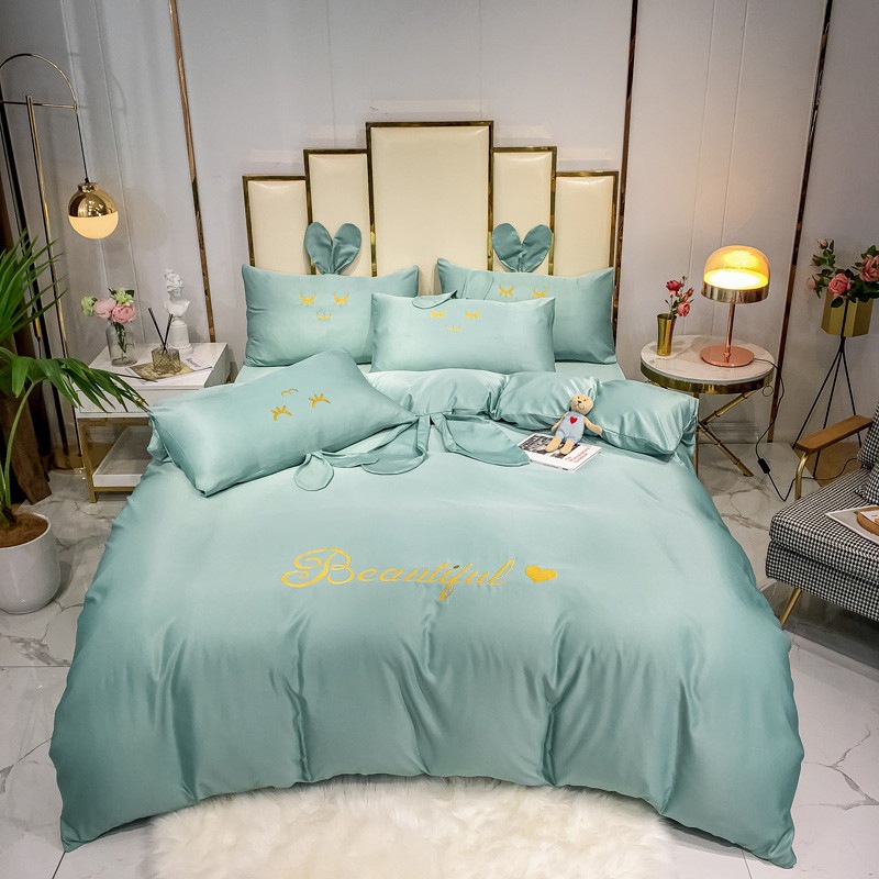 New summer ice silk sheet quilt cover cartoon washed silk four piece set lovely children's three piece set bedding | BigBuy360 - bigbuy360.vn