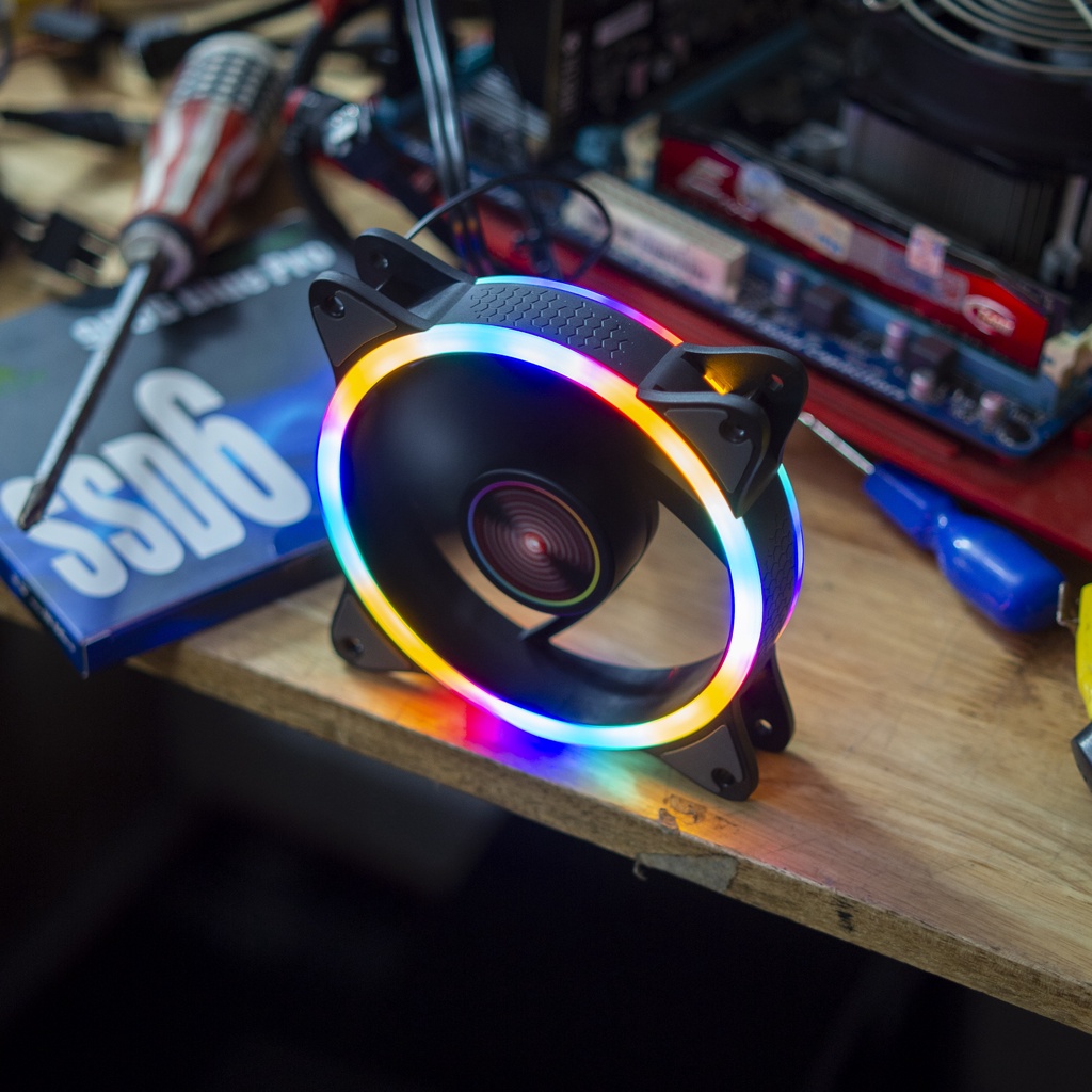 Quạt tản nhiệt Led RGB Coolmoon Ele 3C - Không Cần Hub 12CM