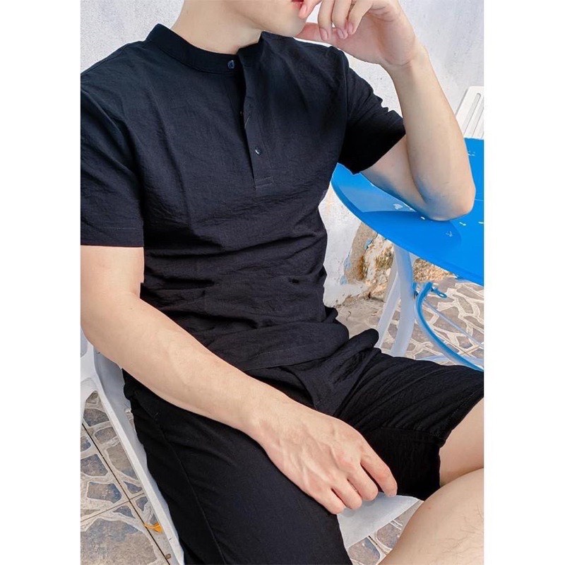 Bộ quần áo đũi nam vải thái dày dặn co giãn mặc nhà đi chơi du lịch -QQ SHOP