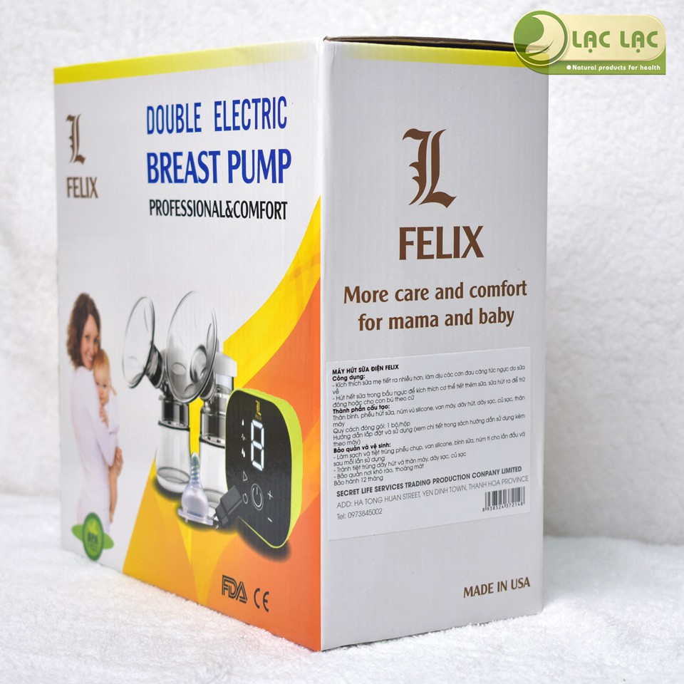 Máy hút sữa điện đôi Felix có massage, hút êm, nhỏ gọn, 9 cấp độ hút chuyên sâu