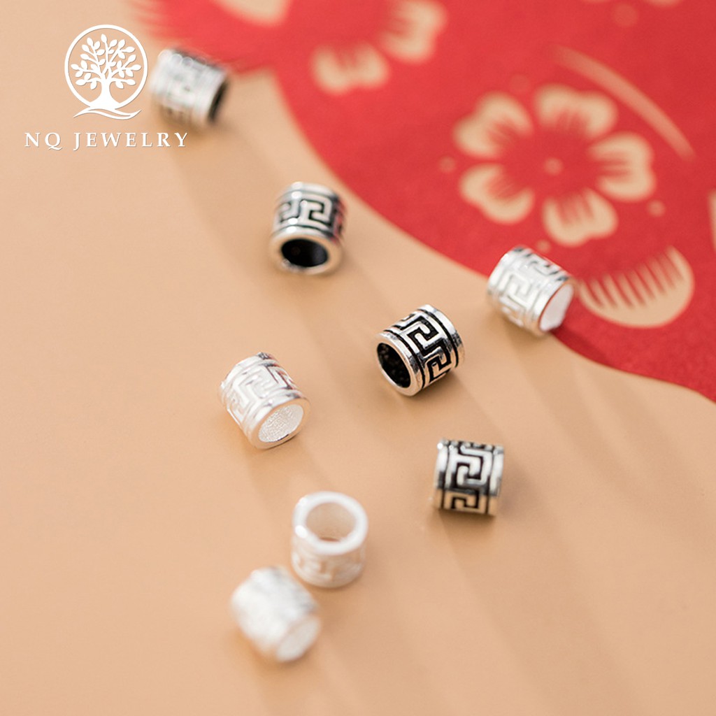 Charm bạc chặn hạt hình trụ - NQ Jewelry