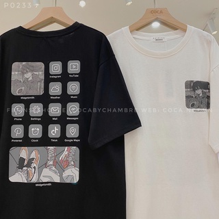 [P0233] Áo thun cotton dày in hình WIDGET form rộng (Có sẵn/Ảnh thật)
