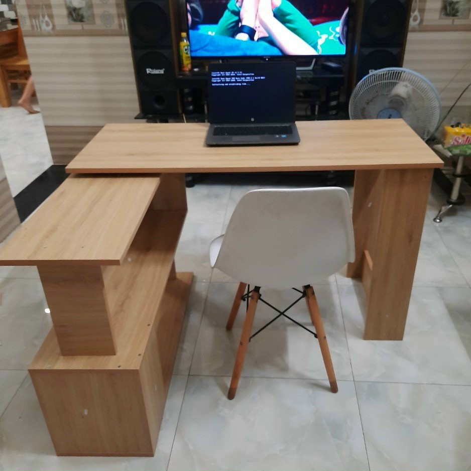 Bàn Làm Việc Chữ  L Thiết Kế Kèm Giá Sách GHC-4155 - Nội Thất Phòng Làm Việc