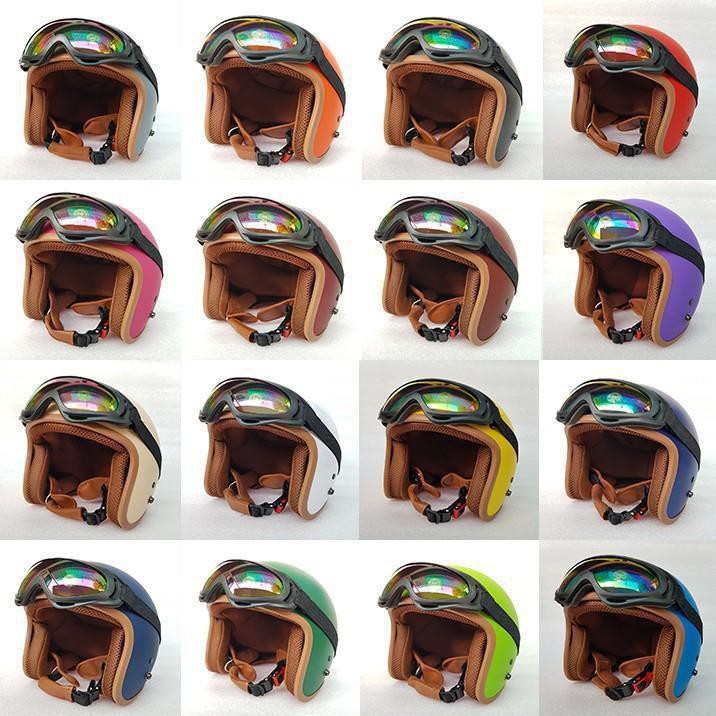 [ Hình Thật - 16 Màu ] Mũ Bảo Hiểm 3/4 đầu Lót Nâu Kèm Kính UV Như Hình - Hàng CTY-Cam Kết Chất Lượng Giống Hình 100%