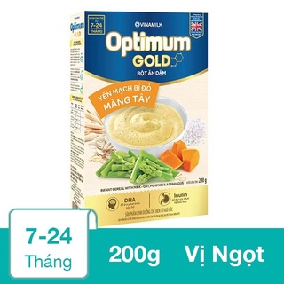 [HSD T2-2024] Bột Ăn Dặm Optimum Gold Yến Mạch Bí Đỏ Măng Tây - Hộp Giấy 200g