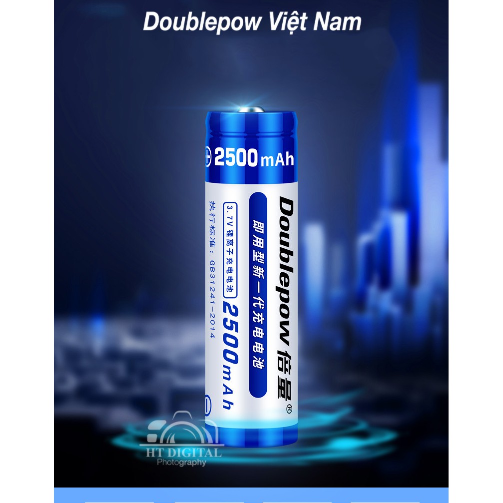 Bộ 2 Pin 18650 3000mAh 3.7V Doulepow  dành sạc dự phòng, đèn pin, đồ chơi, máy khoan
