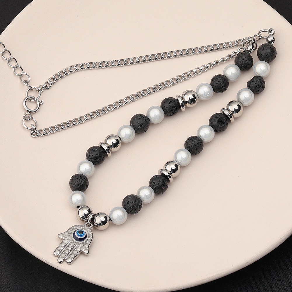 Dây chuyền bi mix đen trắng mắt ai cập cực bền bỉ 100 năm không hỏng mama king