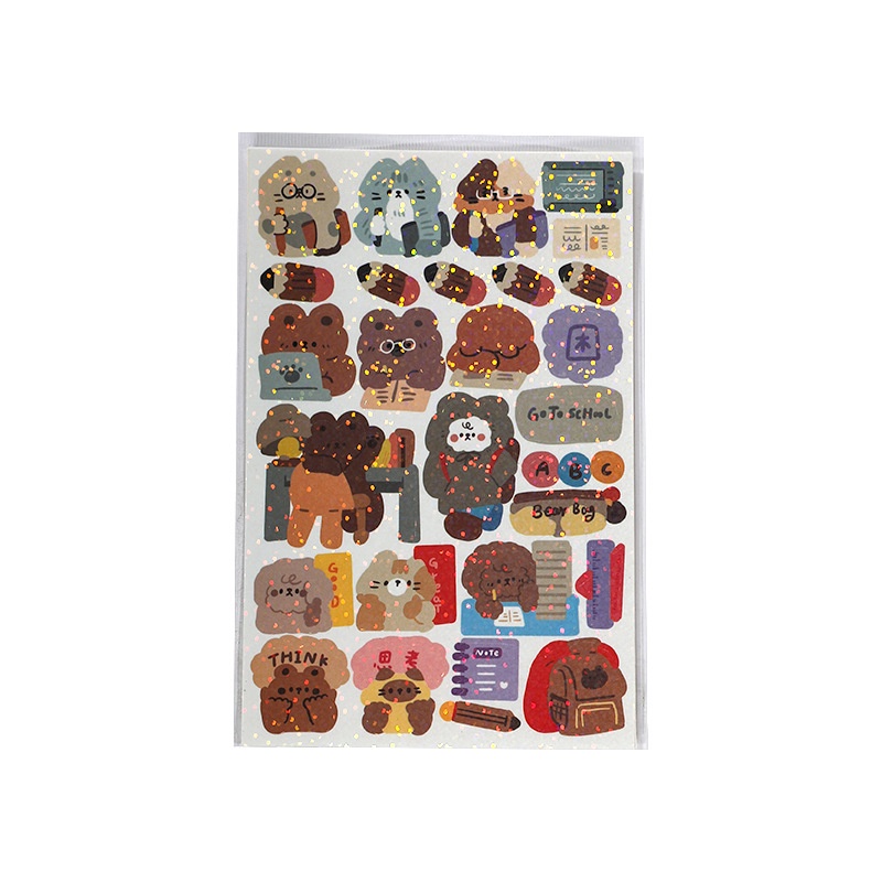 Nhãn Dán Trang Trí Sổ Tay/Nhật Ký Màu Laser Hình Động Vật DIY