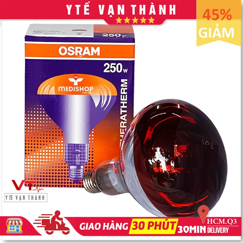 ✅ Bóng Đèn Hồng Ngoại Y Tế: OSRAM 250W (Đức) Sưởi Ấm, Giảm Đau - VT0102
