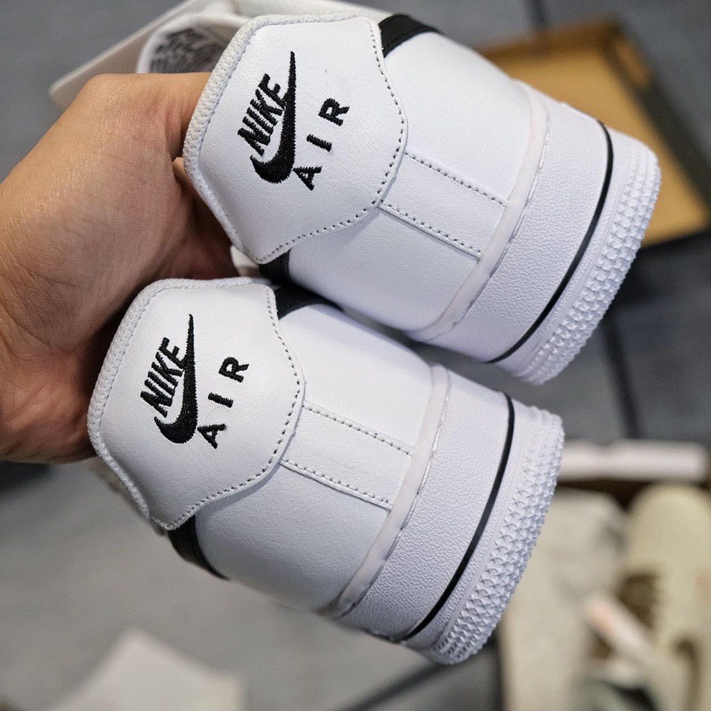 Giày _Nike Air Force 1 Trắng Vệt Đen, Giày Af1 White Black S.Cấp Trung Bản Best Da Sịn