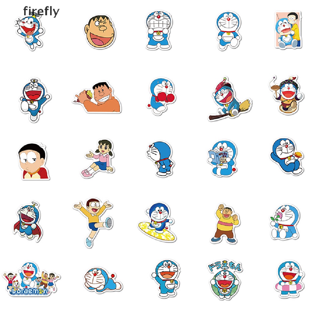 Set 50 miếng dán trang trí laptop/ xe hơi hình doraemon dễ thương