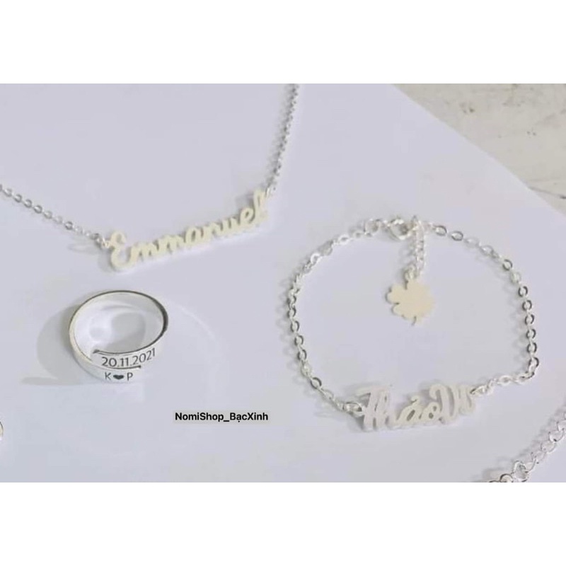 Lắc tay chữ bạc ta miễn Phí Làm Tên Theo Yêu Cầu nhỏ nhắn xinh xắn Mainomi Shop Bạc Xinh