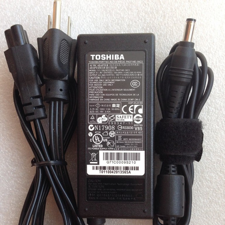 (ADAPTER) SẠC LAPTOP TOSHIBA 19V 3.42A (65W) kích thước đầu ghim sạc 5.5 x 2.5 mm