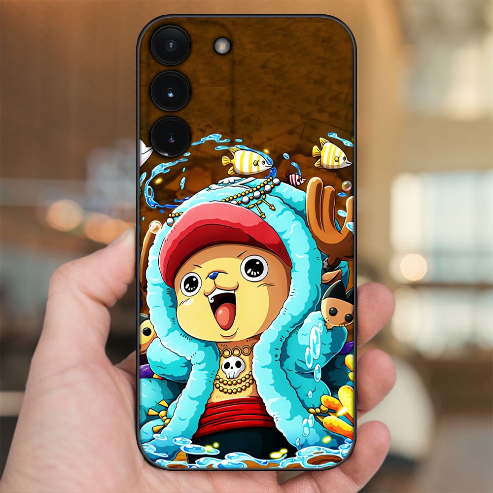 Ốp lưng Samsung S21, S21 Plus, S21 FE, S22, S22 Plus viền đen in hình Chopper One Piece Đảo Hải Tặc